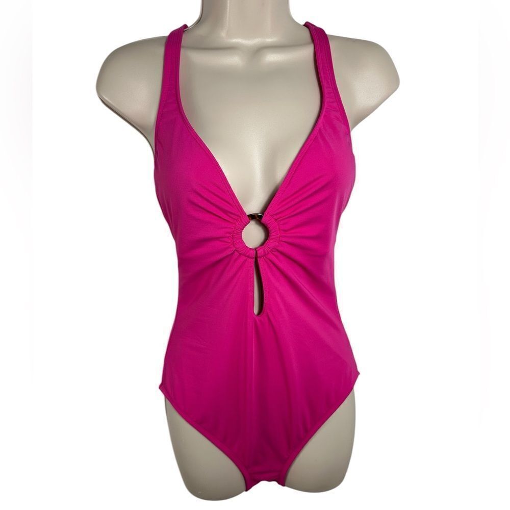 Bleu Rod Beattie Pink Punch Ring Me Up Cross Back One Piece Swimsuit - Picture 2 of 9